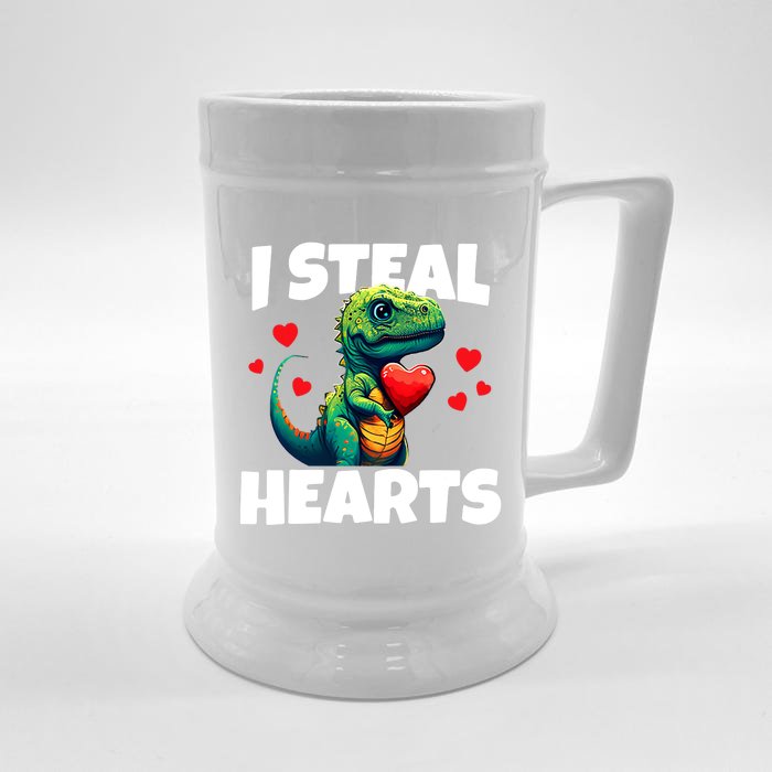 Steal Hearts Trex Dino Baby Boy Valentines Day Front & Back Beer Stein