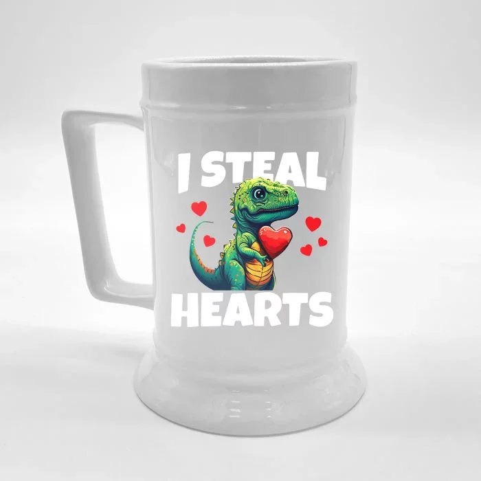 Steal Hearts Trex Dino Baby Boy Valentines Day Front & Back Beer Stein