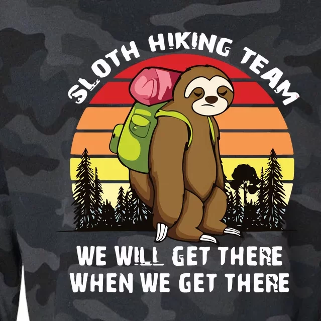 Sloth Hiking Team We Will Get There When We Get There Cropped Pullover Crew