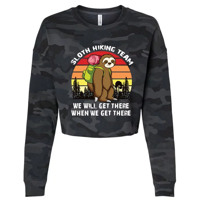 Sloth Hiking Team We Will Get There When We Get There Cropped Pullover Crew