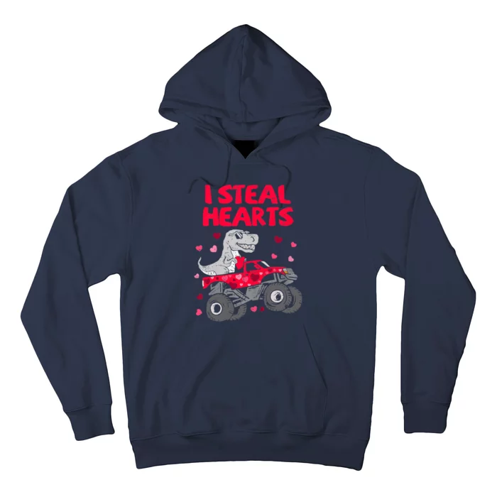 Steal Hearts T Rex Monster Truck Boy Valentines Day Hoodie