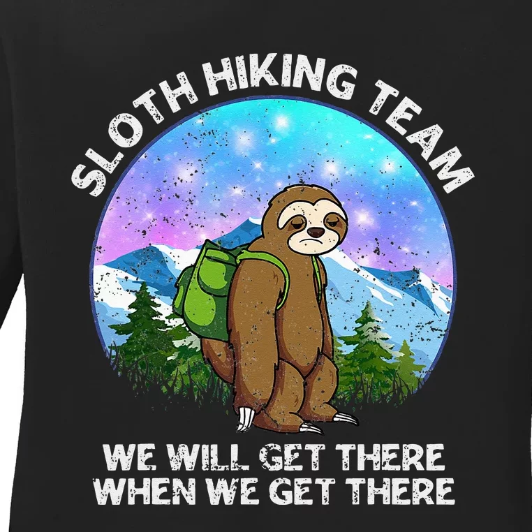 Sloth Hiking Team Funny Sloth Hiking Lover Ladies Long Sleeve Shirt