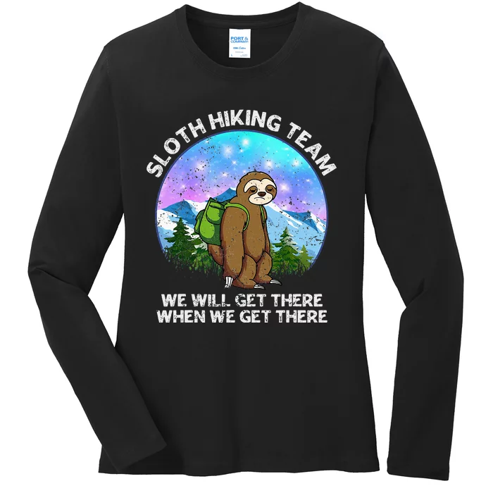 Sloth Hiking Team Funny Sloth Hiking Lover Ladies Long Sleeve Shirt