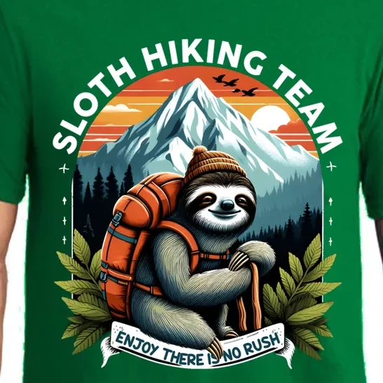 Sloth Hiking Team Enjoy There Is No Rush Camping Hiking Cute Gift Pajama Set