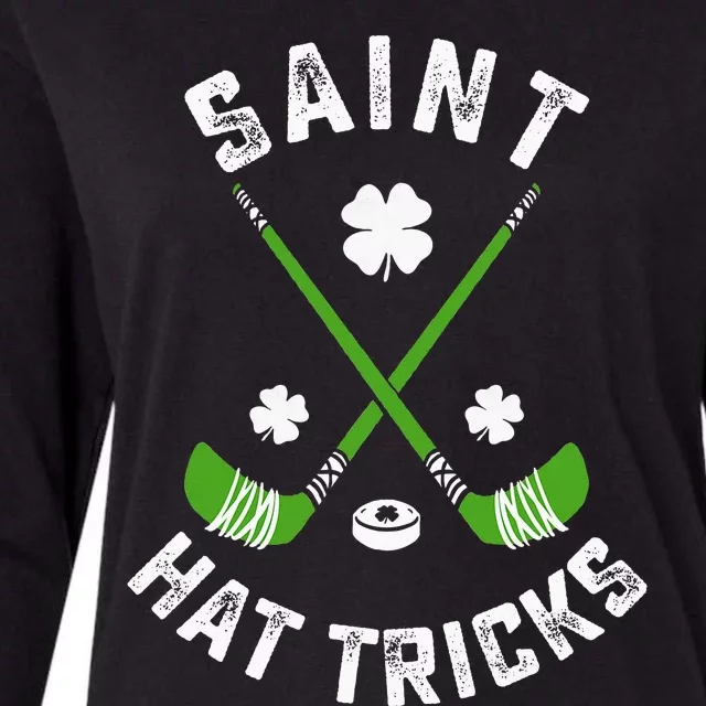 Saint Hat Tricks Hockey Shamrock clover St Patricks Day Womens Cotton Relaxed Long Sleeve T-Shirt