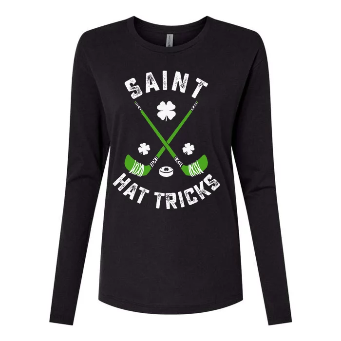 Saint Hat Tricks Hockey Shamrock clover St Patricks Day Womens Cotton Relaxed Long Sleeve T-Shirt