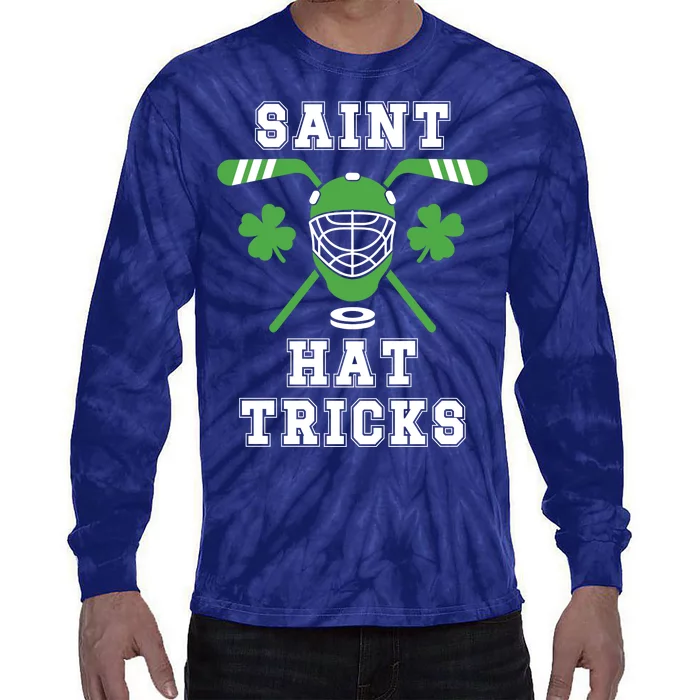 Saint Hat Tricks Hockey Shamrock ST PATRICKS DAY Gift Tie-Dye Long Sleeve Shirt