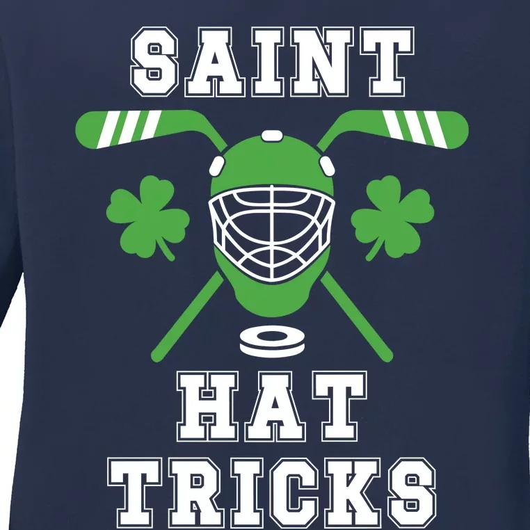 Saint Hat Tricks Hockey Shamrock ST PATRICKS DAY Gift Ladies Long Sleeve Shirt