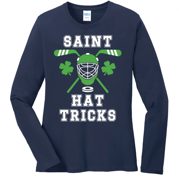 Saint Hat Tricks Hockey Shamrock ST PATRICKS DAY Gift Ladies Long Sleeve Shirt