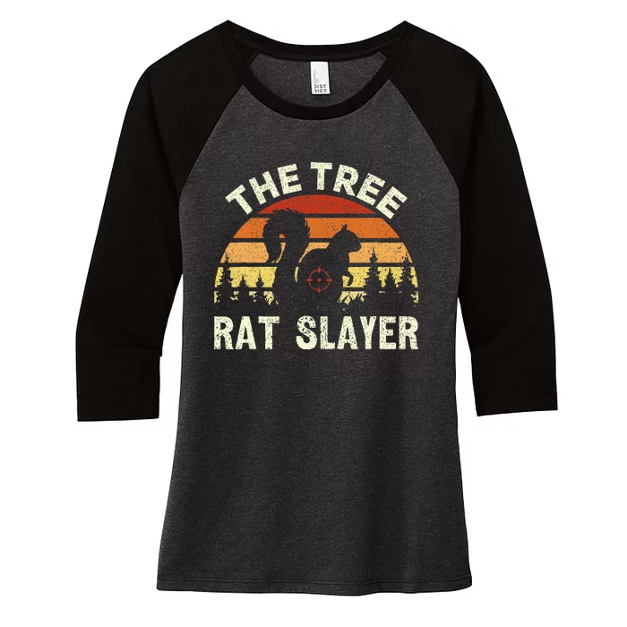 Squirrel Hunter The Tree Rat Slayer Retro Squirrel Hunting Women's Tri-Blend 3/4-Sleeve Raglan Shirt