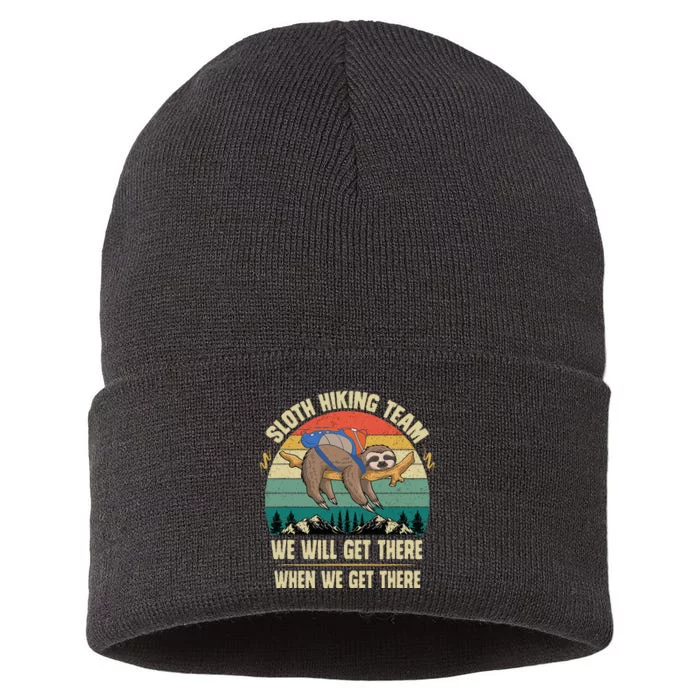 Sloth Hiking Team We Will Get There When We Get There Sustainable Knit Beanie