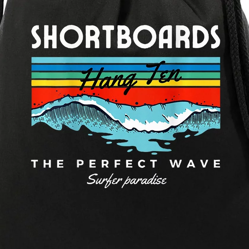 Shortboards Hang Ten The Perfect Wave Surfer Paradise Design Drawstring Bag