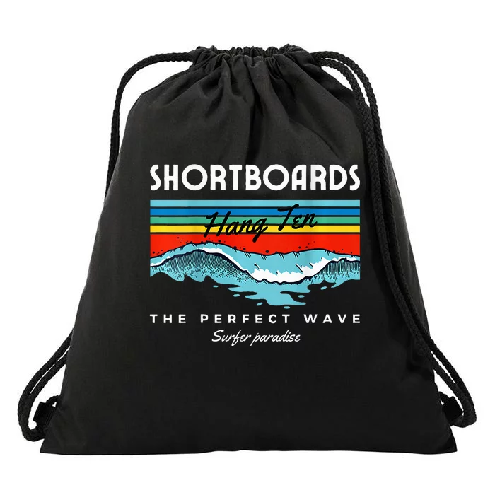 Shortboards Hang Ten The Perfect Wave Surfer Paradise Design Drawstring Bag