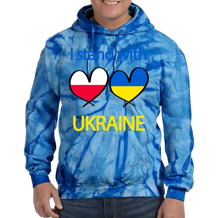 Support Heart Ukrainian Poland Flag I Stand With Ukraine Gift Tie Dye Hoodie