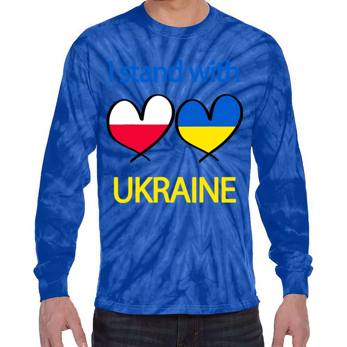 Support Heart Ukrainian Poland Flag I Stand With Ukraine Gift Tie-Dye Long Sleeve Shirt