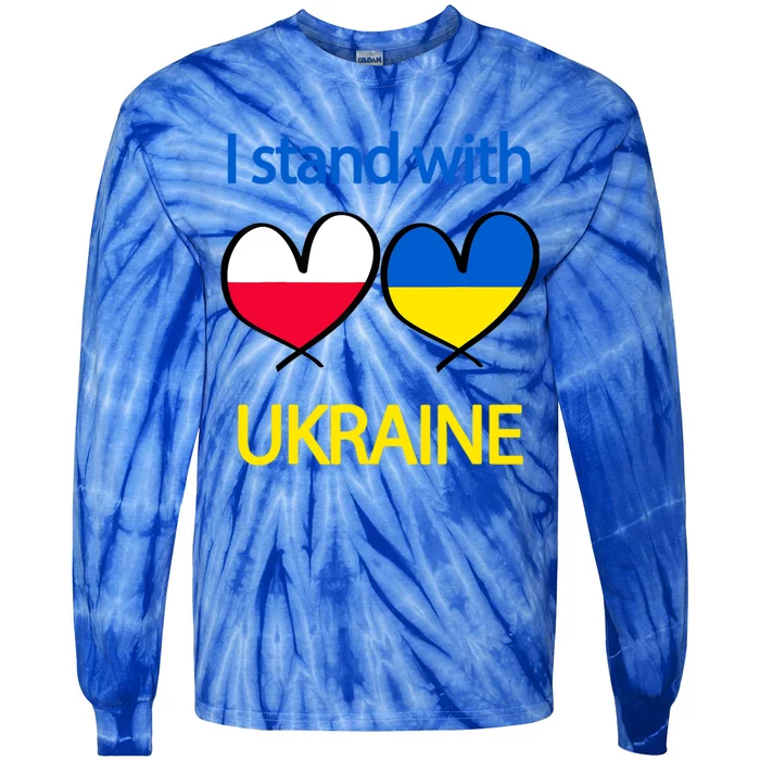 Support Heart Ukrainian Poland Flag I Stand With Ukraine Gift Tie-Dye Long Sleeve Shirt