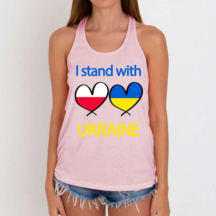 Support Heart Ukrainian Poland Flag I Stand With Ukraine Gift Women's Knotted Racerback Tank