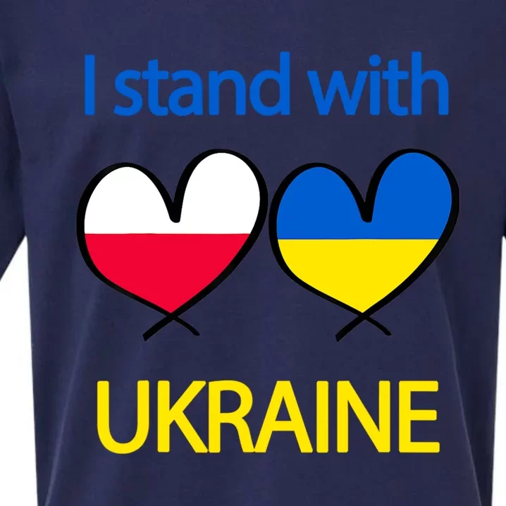 Support Heart Ukrainian Poland Flag I Stand With Ukraine Gift Sueded Cloud Jersey T-Shirt