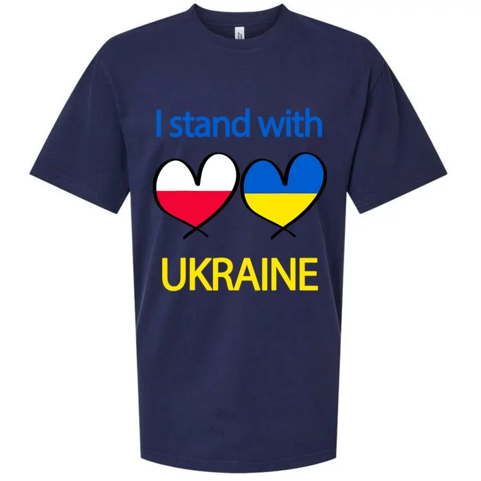 Support Heart Ukrainian Poland Flag I Stand With Ukraine Gift Sueded Cloud Jersey T-Shirt