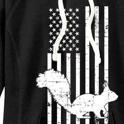 Squirrel Hunting Us Flag Squirrel Hunter Great Gift Women's Fleece Hoodie