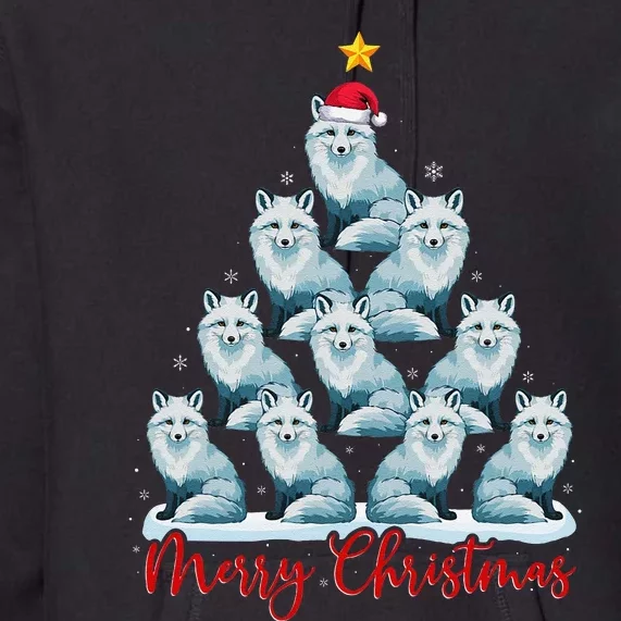 Santa Hat Ugly Xmas Funny Arctic Fox Christmas Tree Premium Hoodie