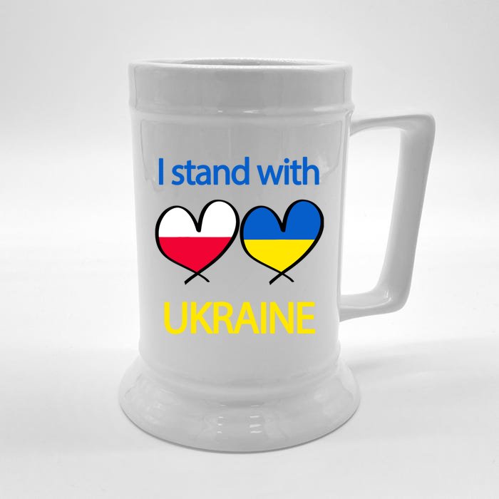 Support Heart Ukrainian Poland Flag I Stand With Ukraine Great Gift Front & Back Beer Stein