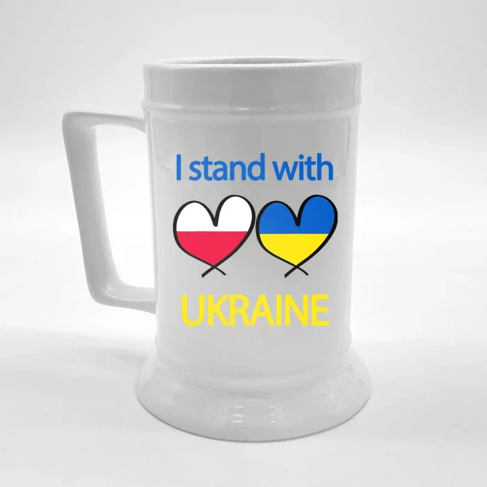 Support Heart Ukrainian Poland Flag I Stand With Ukraine Great Gift Front & Back Beer Stein