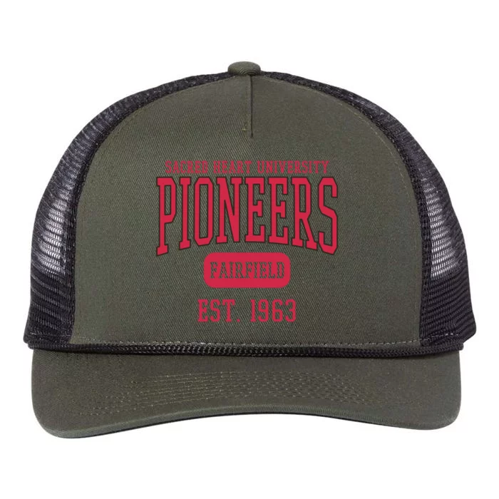 Sacred Heart University Pioneers Est. Date Sweatshirt Retro Rope Trucker Hat Cap