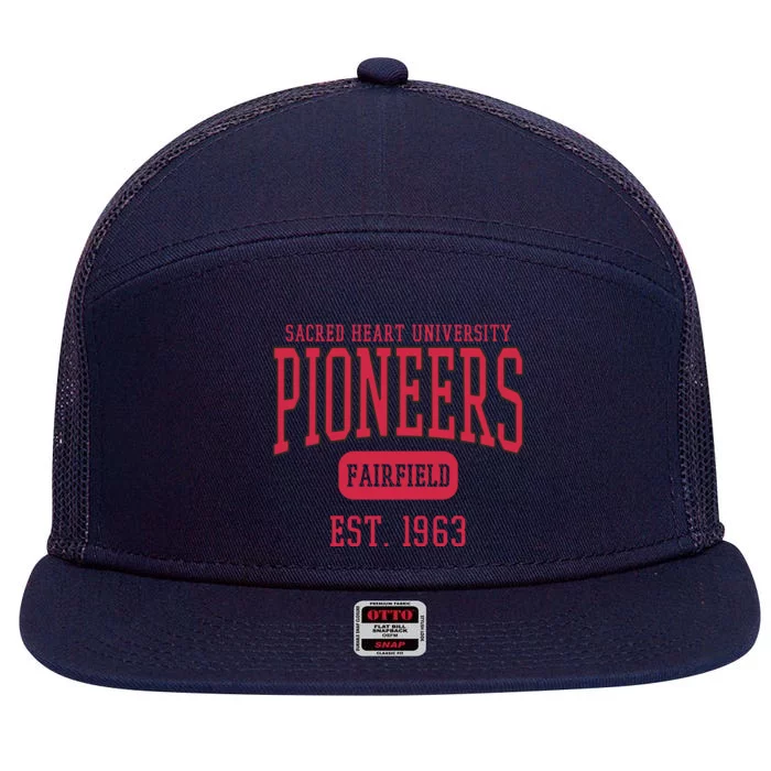 Sacred Heart University Pioneers Est. Date Sweatshirt 7 Panel Mesh Trucker Snapback Hat