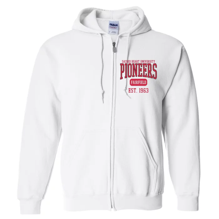 Sacred Heart University Pioneers Est. Date Sweatshirt Full Zip Hoodie