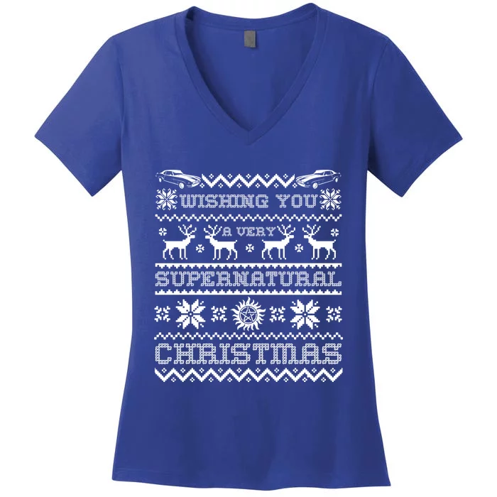 Supernatural Holiday Ugly Sweater Women's V-Neck T-Shirt