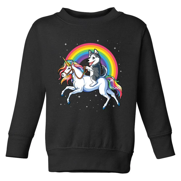 Siberian Husky Unicorn T Girl Space Galaxy Rainbow Toddler Sweatshirt