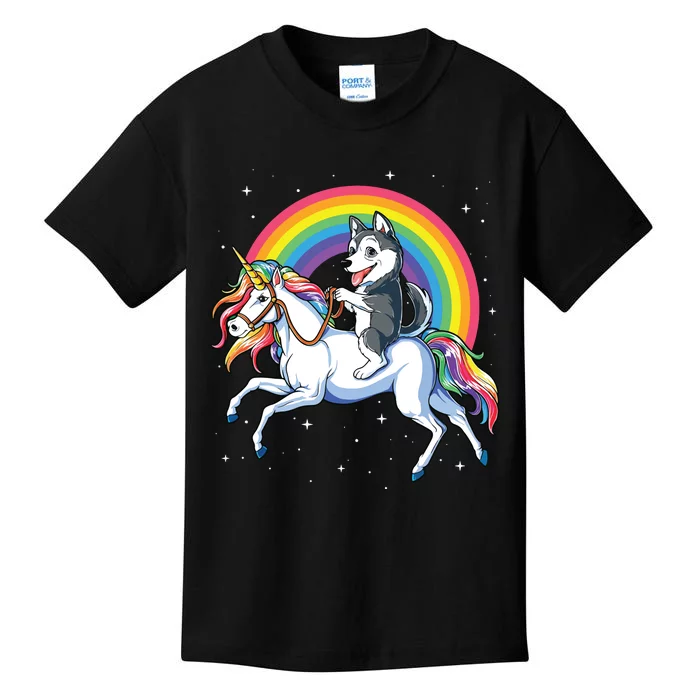 Siberian Husky Unicorn T Girl Space Galaxy Rainbow Kids T-Shirt