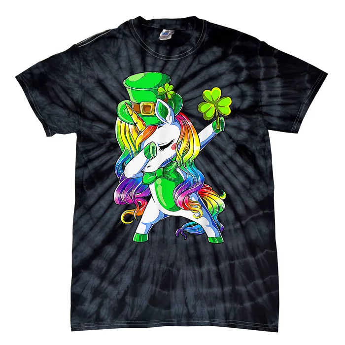 Shamrock Heart Unicorn Face Irish Happy St Patrick's Day Tie-Dye T-Shirt