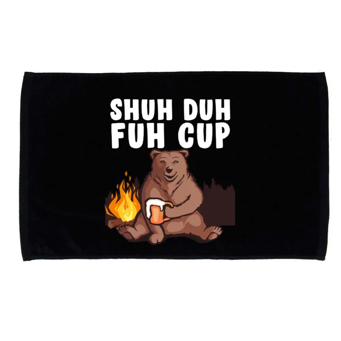 Shuh Duh Fuh Cup Bear Drinking Beer Camping Microfiber Hand Towel