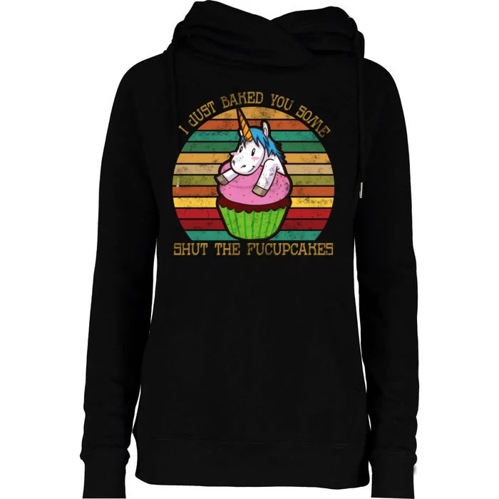 Shut The Fucupcakes Womens Funnel Neck Pullover Hood