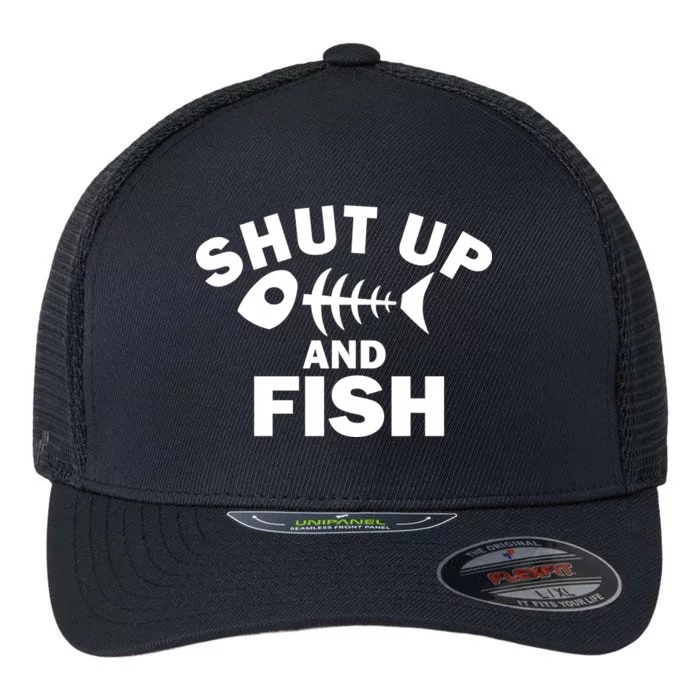 Shut Up And Fish Fishing Flexfit Unipanel Trucker Cap