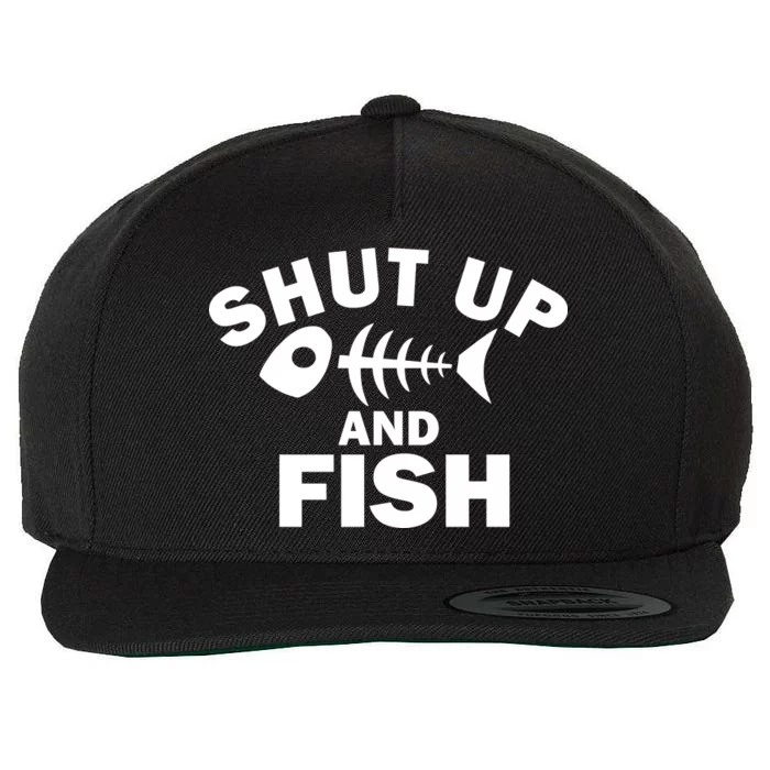 Shut Up And Fish Fishing Wool Snapback Cap