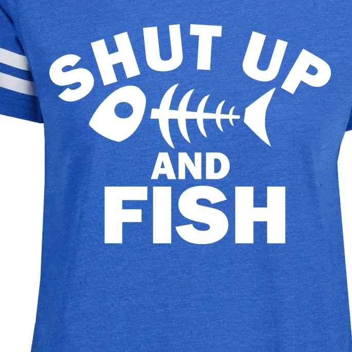 Shut Up And Fish Fishing Enza Ladies Jersey Football T-Shirt