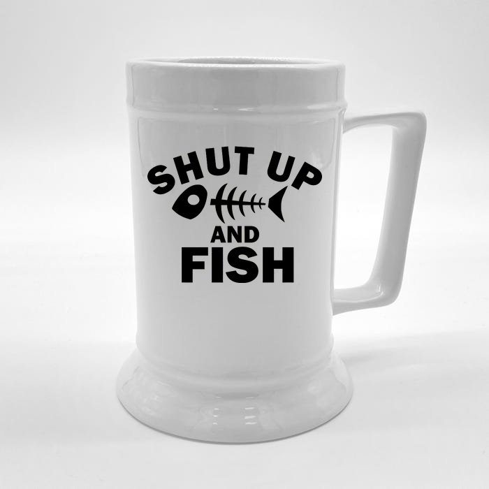 Shut Up And Fish Fishing Front & Back Beer Stein