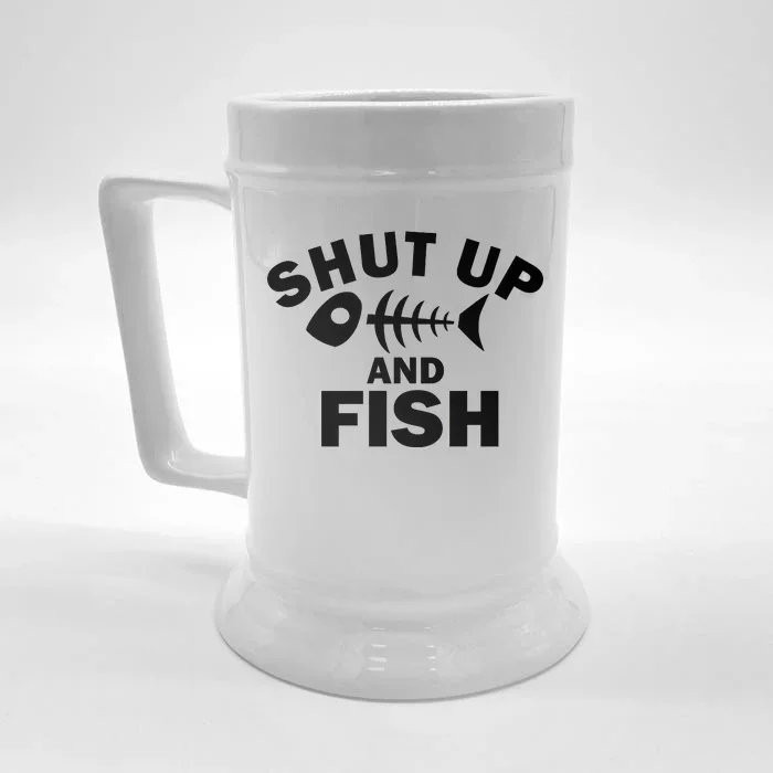 Shut Up And Fish Fishing Front & Back Beer Stein