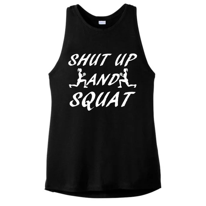 Shut Up And Squat Gym Fitness Workout Ladies Tri-Blend Wicking Tank