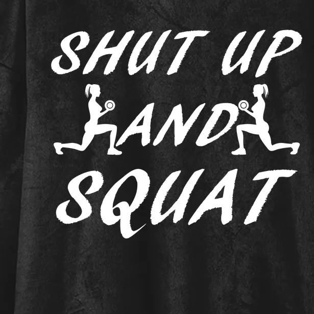 Shut Up And Squat Gym Fitness Workout Hooded Wearable Blanket