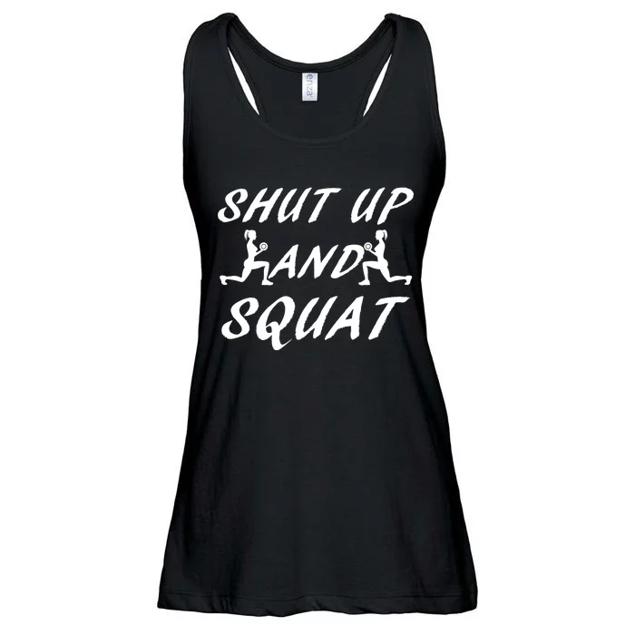 Shut Up And Squat Gym Fitness Workout Ladies Essential Flowy Tank