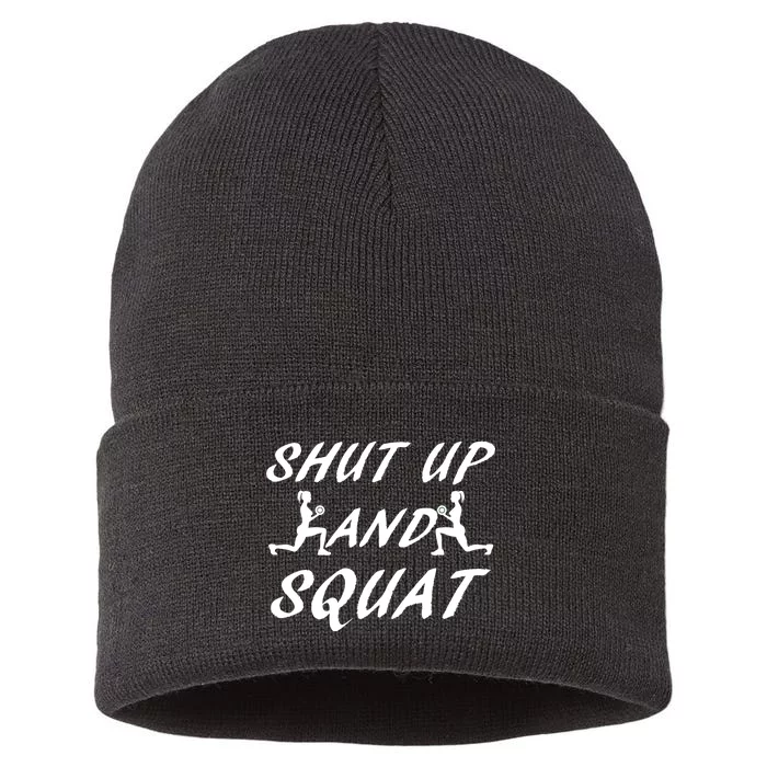 Shut Up And Squat Gym Fitness Workout Sustainable Knit Beanie