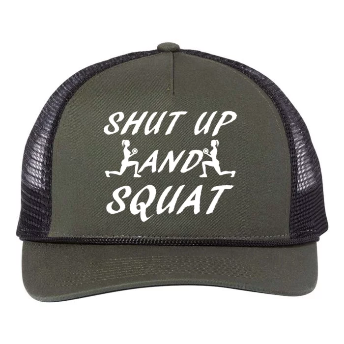 Shut Up And Squat Gym Fitness Workout Retro Rope Trucker Hat Cap