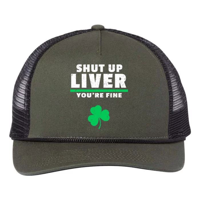 Shut Up Liver You're Fine Irish Clover Retro Rope Trucker Hat Cap