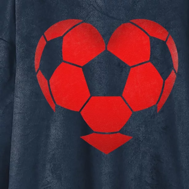 Soccer Heart Valentine's Day Fors Gift Hooded Wearable Blanket