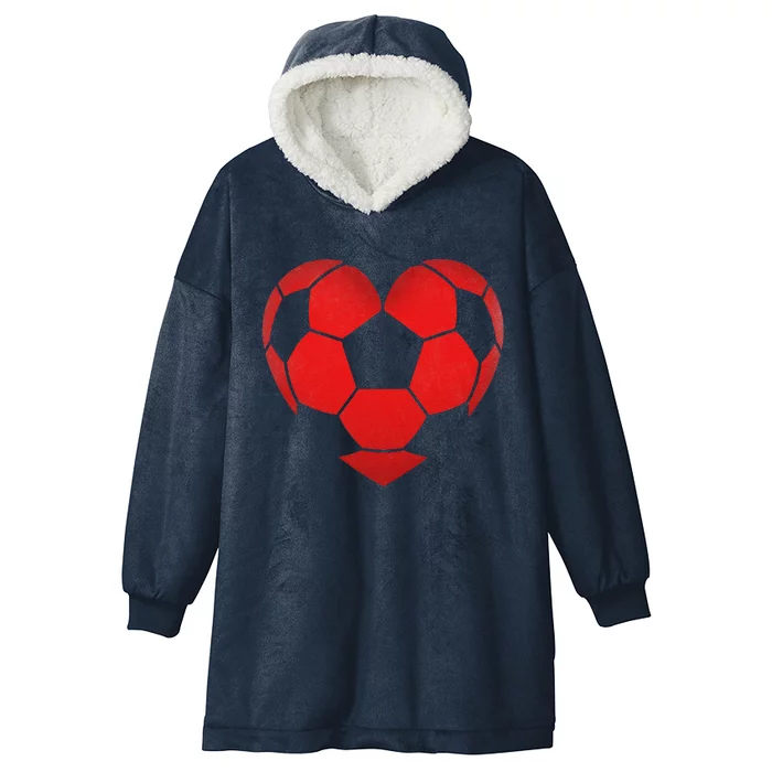 Soccer Heart Valentine's Day Fors Gift Hooded Wearable Blanket