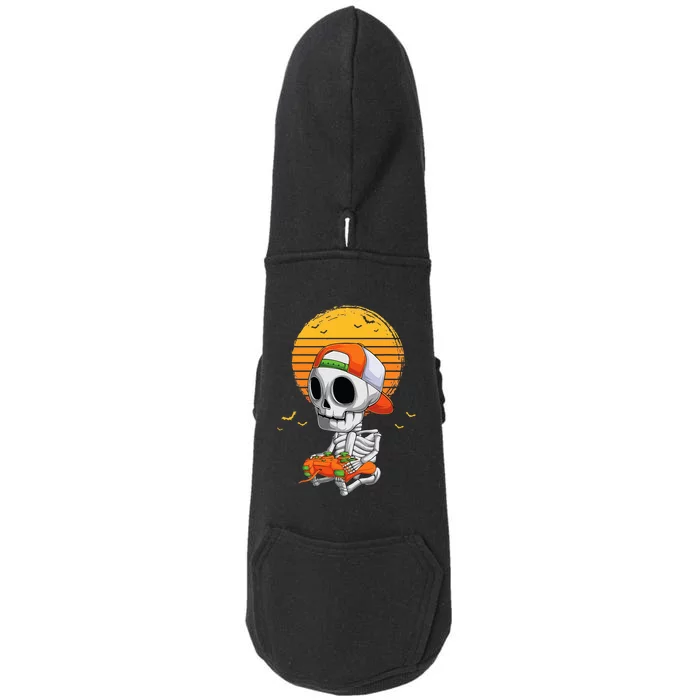 Skeleton Halloween Video Gamer Doggie 3-End Fleece Hoodie